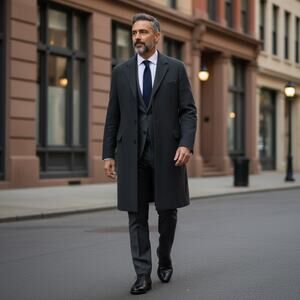 LONDON FOG Men's Charcoal Wool Overcoat 44R Corpcore Streetwear Dressy Event